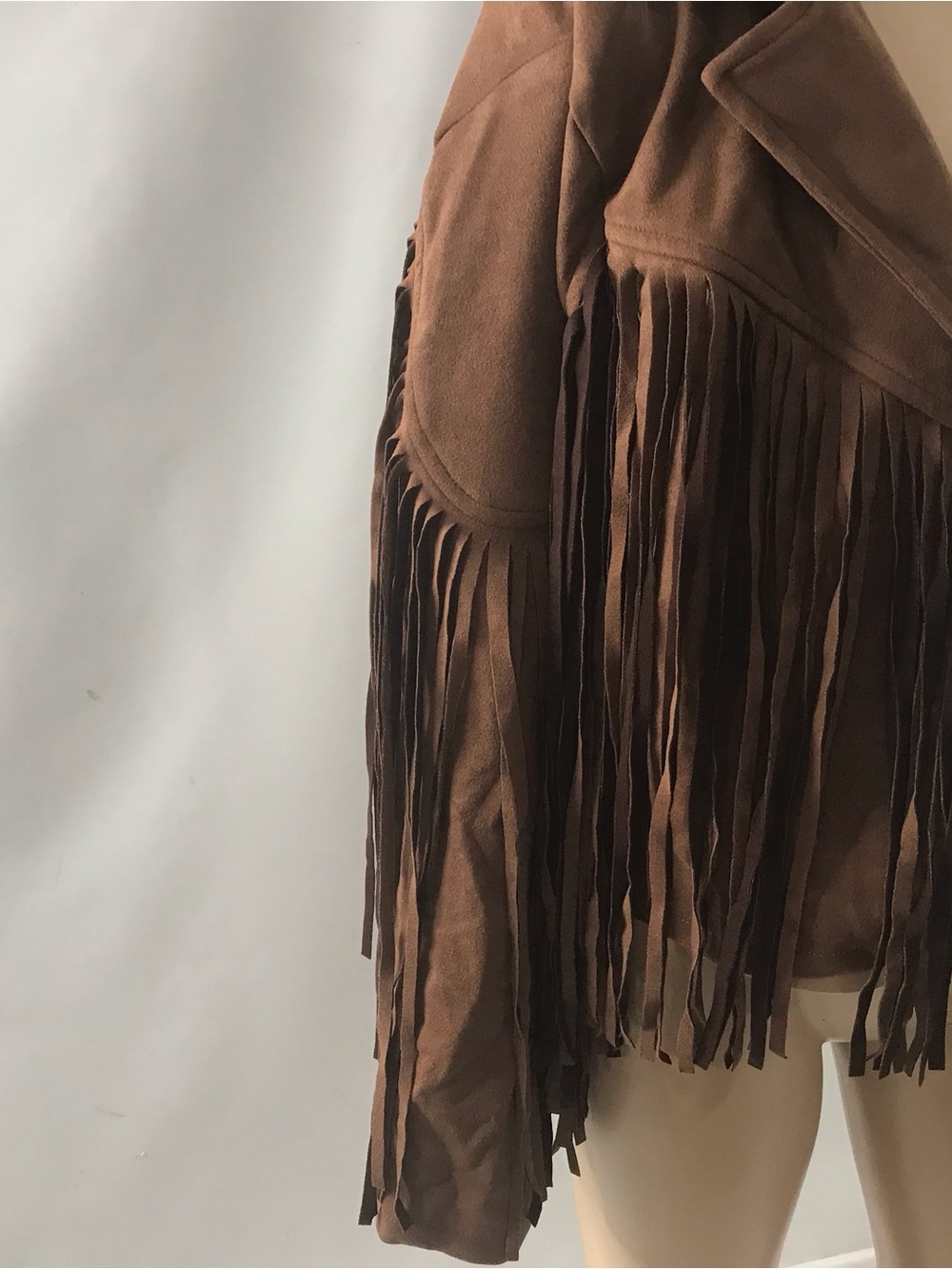 New Women's Size M Western Fringe Faux Suede Fashion Jacket Boho Cowboy Brown - Picture 3 of 9